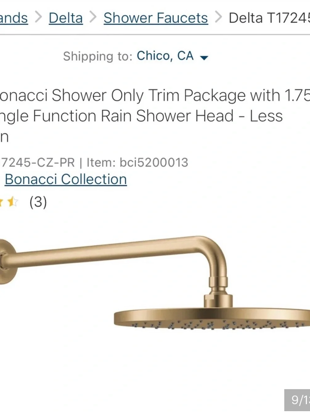 Delta Brushed Bronze Round Shower Head - Bronze Finish